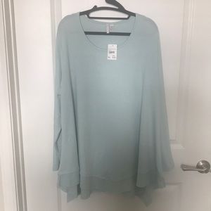 Turquoise Long Sleeve Scoop Neck Sweater